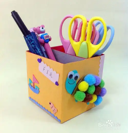 用纸盒和毛球diy漂亮的小海龟笔筒做法图解教程