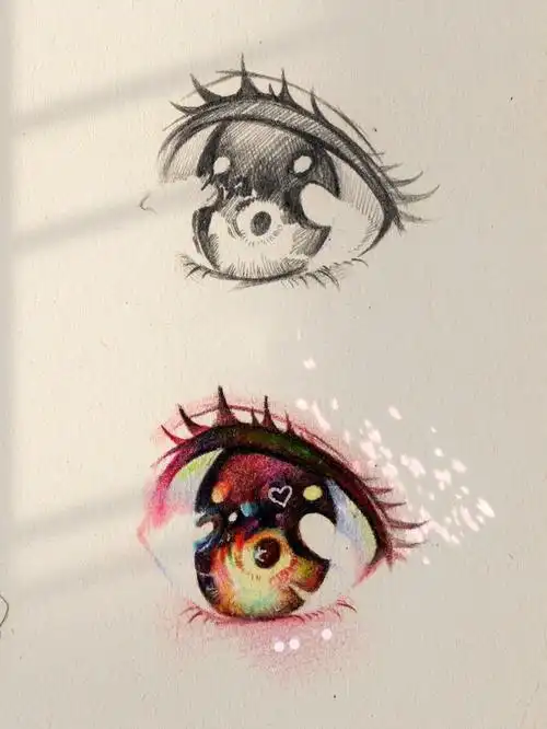 6⃣️步教你画彩铅动漫眼睛