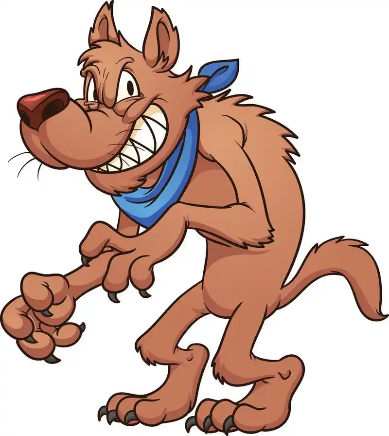 大灰狼,大灰狼.矢量剪辑艺术插画与简单的渐变.所有在单个图层.