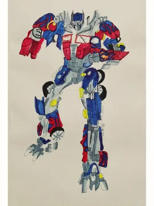 画画的日常  #三年级画画  #擎天柱  #变形金刚  #儿童画 #马克笔