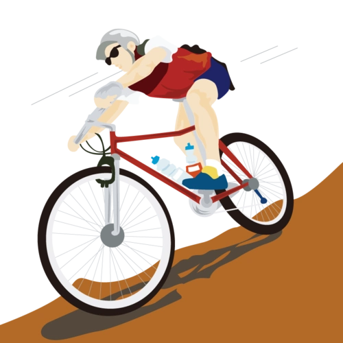 墨镜矢量卡通插画骑自行车下坡的运动员