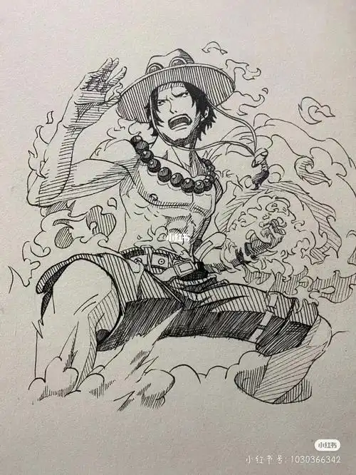最近看到顶上战争了画个火拳艾斯#动漫人物  #绘画临摹  #海贼王临摹