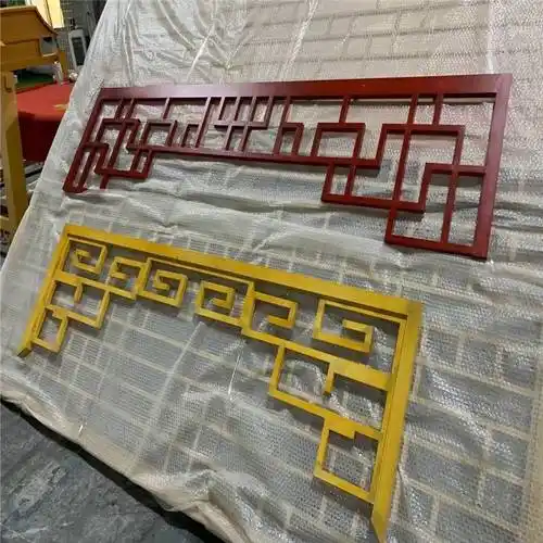 凉亭铝合金挂落咖啡色中式铝挂落门楣铝角花定制