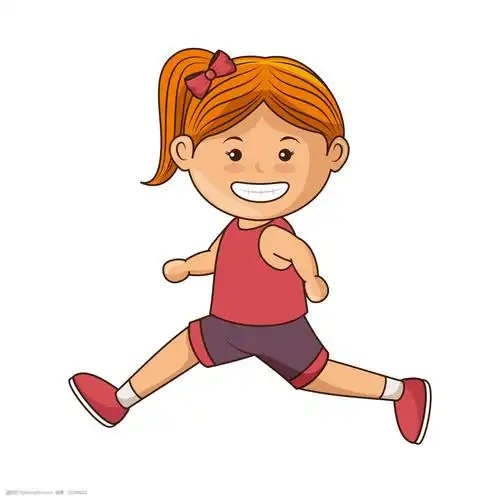 手绘跑步的女孩矢量素材
