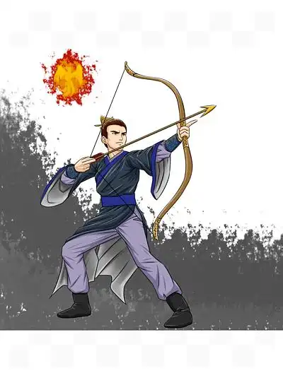 复古古代中国水墨风烈日 i> i>下 /i> /i>射箭