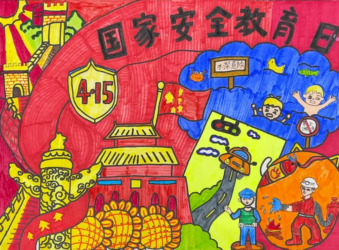 手抄报,主题字画高坪学子"花式"宣传国家安全