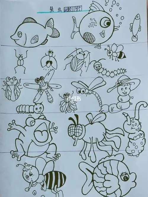 简笔画 鱼虫简笔画简笔画教程文化绘画
