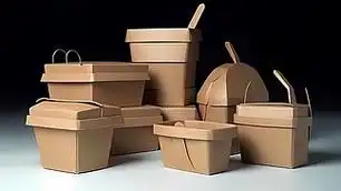 一套棕色外卖打包盒图片