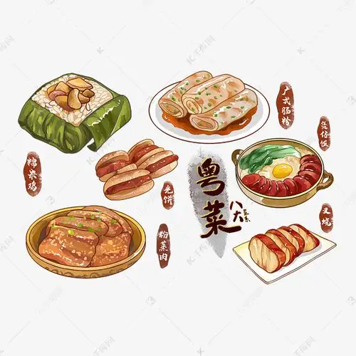 八大菜系粤菜光通美食美食手绘合