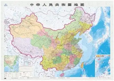 横版中国地图中,南海诸岛详情由右下角"缩略框"显示.