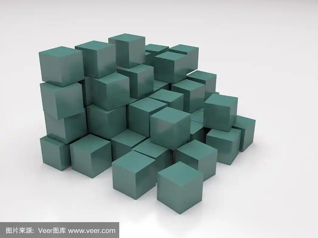 堆叠白色立方体3d概念