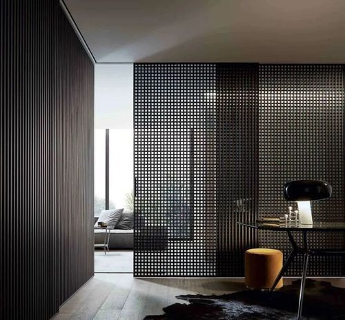 现代简约格栅屏风隔断客厅玄关不锈钢镂空装饰办公室餐厅背景墙