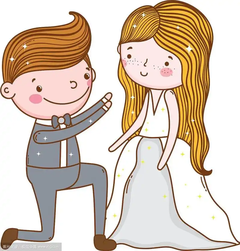 夫妻结婚可爱的卡通