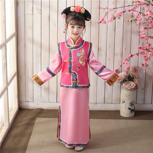 新款女童古装清朝宫廷儿童还珠格格公主旗服甄嬛后传满族演出服装