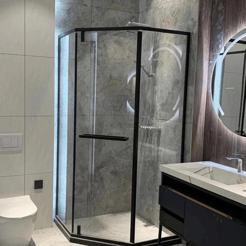 成都定制钻石形平开门淋浴房干湿分离浴室钢化玻璃不锈钢材质定做