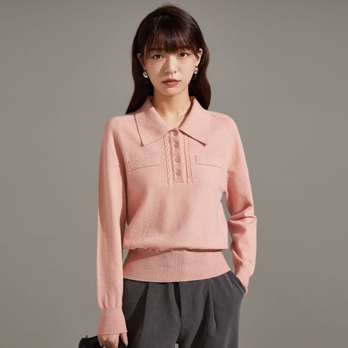 【复古翻领毛衣针织衫】休闲百搭优雅气质感复古时髦针织衫女