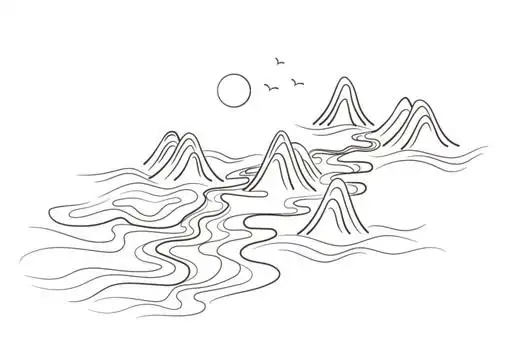 线条山水图片