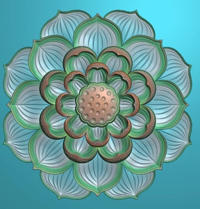 立体 大莲花 圆 挂件 荷花 香插 精雕图 浮雕玉雕图 电脑雕刻464