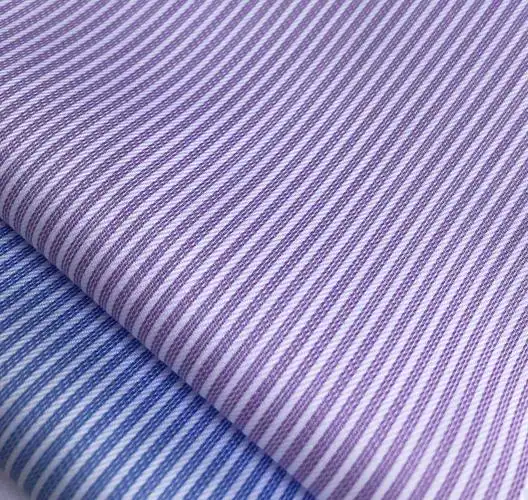 厂家直销100s/2竹纤维天丝棉间条亲肤处理衬衫面料职业装衬衣面料