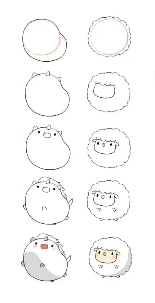 萌萌哒小动物简笔画步骤,超级简单易上手,儿童绘画和手账必备!