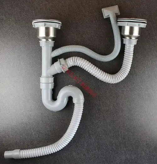 厨房洗菜盆下水管管道配件水槽双槽水池下水器洗碗池排水管子套装