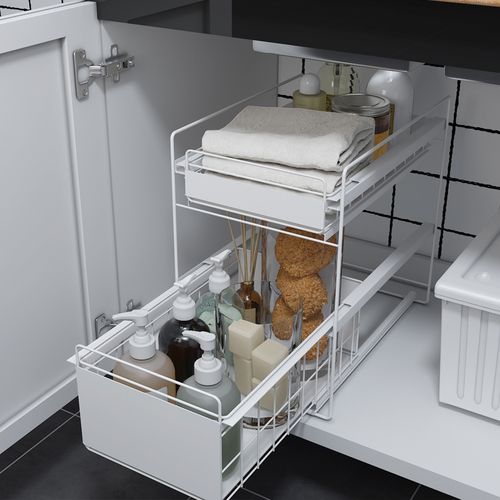 厨房抽拉式水槽下置物架落地橱柜内用品伸缩抽屉式柜子收纳分层架