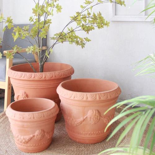 大口径红陶盆敞口栽树红泥盆户外园林庭院景观陶土罐落地摆件2022