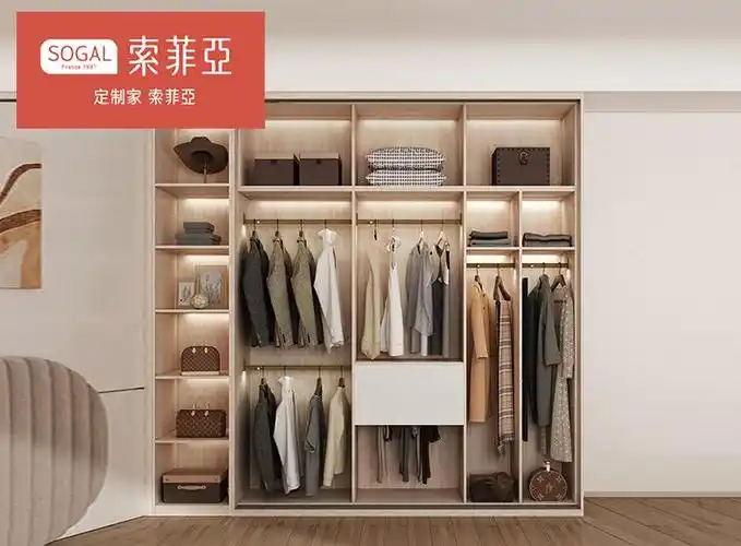 家用卧室衣帽间推拉门收纳柜子整体衣橱_卧室_空间定制_索菲亚衣柜
