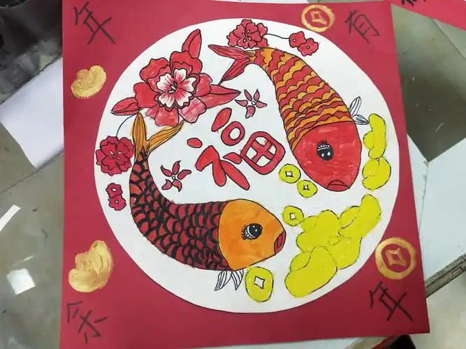 多彩美术五里桥校区线描班作品《年年有余》