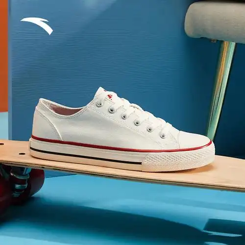 安踏帆布鞋男小白鞋子2020夏季白色韩版复古百搭休闲板鞋男运动鞋