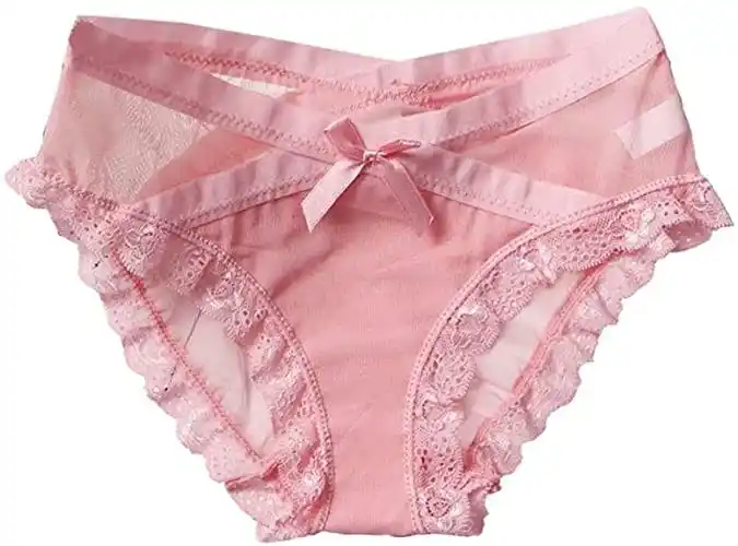 内裤低腰透明网眼蝴蝶结内衣舒适女士内裤(粉色) 【sxrh】 服饰箱包