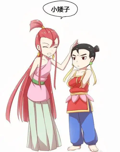 哪吒和小龙女的接吻简笔画