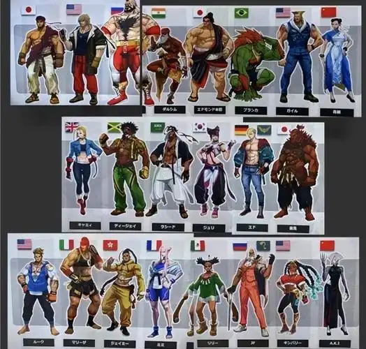 在基本可以确定就是官方设定图的《街霸6》全角色列表中,每个人物都有