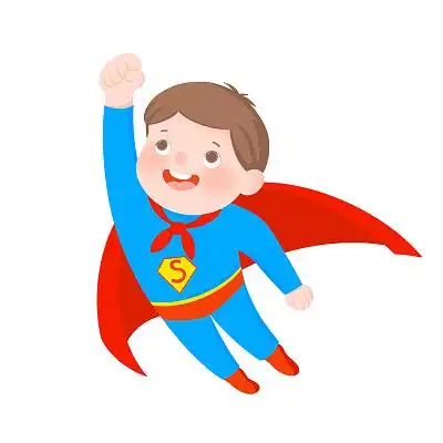 高举拳头的小超人加油元素鼓励助威png素材加油鼓励元素