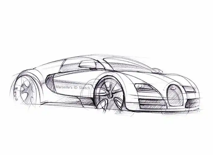 布加迪超跑手绘步鄹图～～马赛(mars)作品