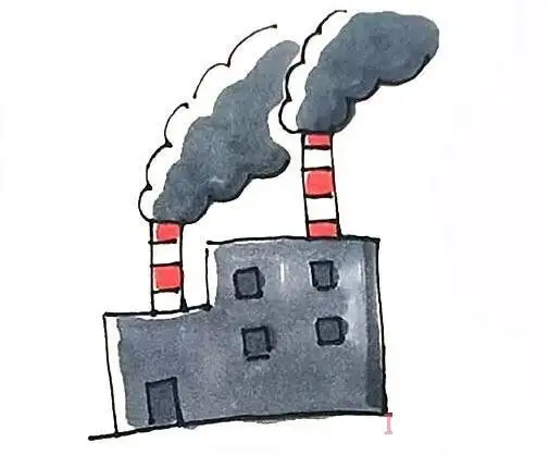 烟囱工厂怎么画简笔画步骤图带颜色-儿童简笔画大全