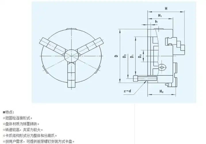 天牌三爪 自定心卡盘 k11-80/100/125/130/160/165/200/250 天牌k11