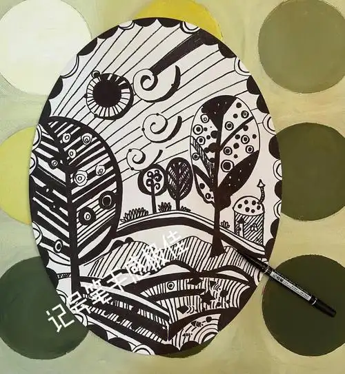 记号笔黑白画