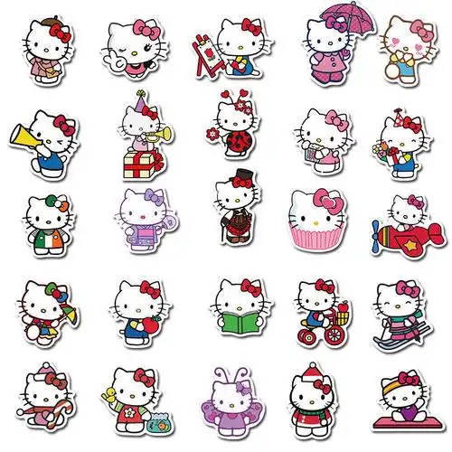 张可爱hellokitty凯蒂猫贴纸卡通手帐水杯行李箱防刮车身汽车装饰贴