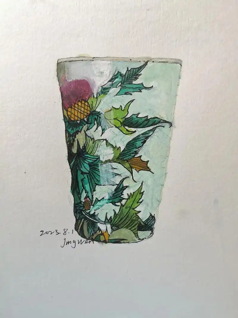 画瓷器—杯子.简单,但是生猛, 幼稚,但是天真, 难免粗糙, - 抖音