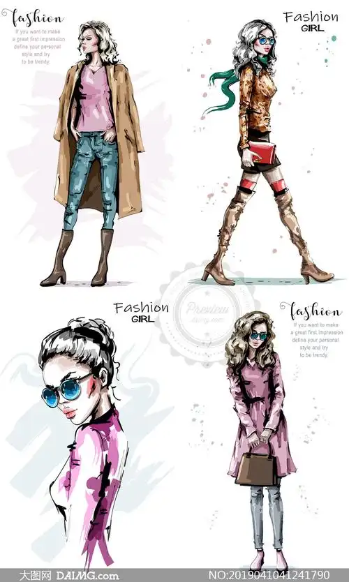 模特女郎人物矢量素材         商务职场美女人物主题设计矢量素材