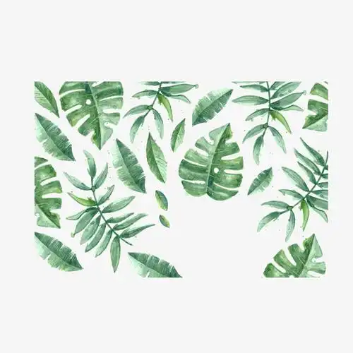 手绘绿色植物矢量素材