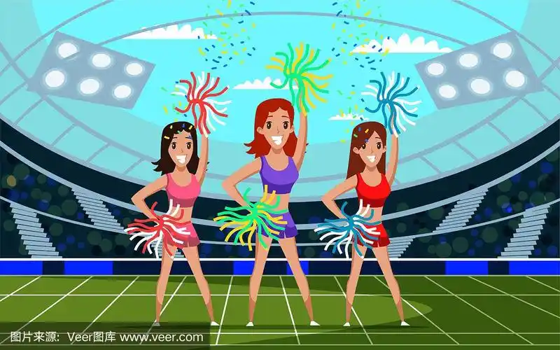 拉拉队平面矢量插图