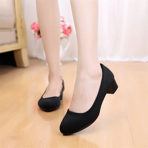 老北京布鞋高跟女鞋办公室粗跟甜美新款优雅工作女单鞋透气女鞋