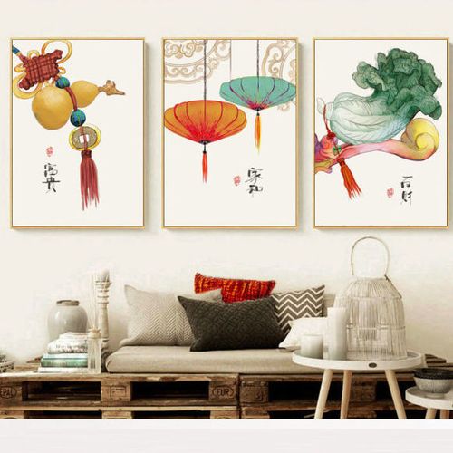 客厅沙发背景装饰画新中式现代简约手绘吉祥民俗中国风装饰画