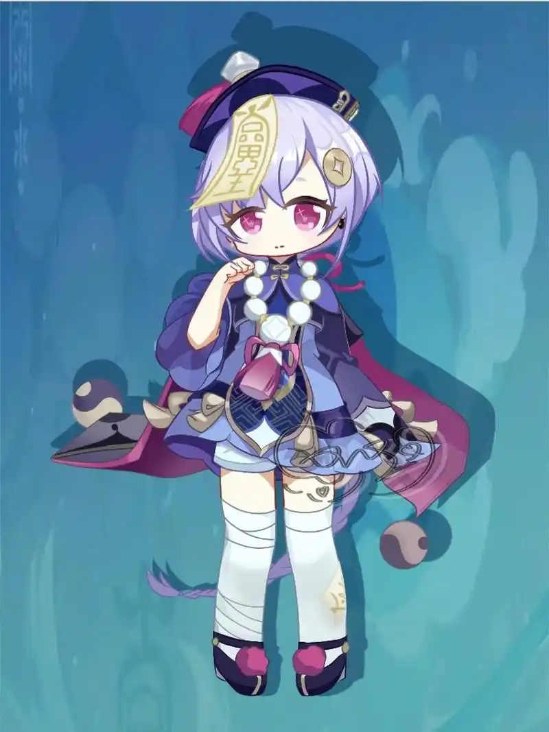 画了七七的立绘10 5304 17 很喜欢七七,所以画了,嘿嘿  不喜