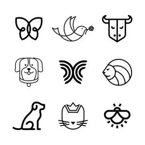 线性吉祥物标签插图隔离在背景上.