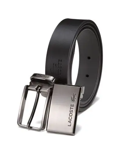 鳄鱼lacoste男女箱包男款黑/灰色绅士商务双扣头皮带礼盒装rc1355hc1h