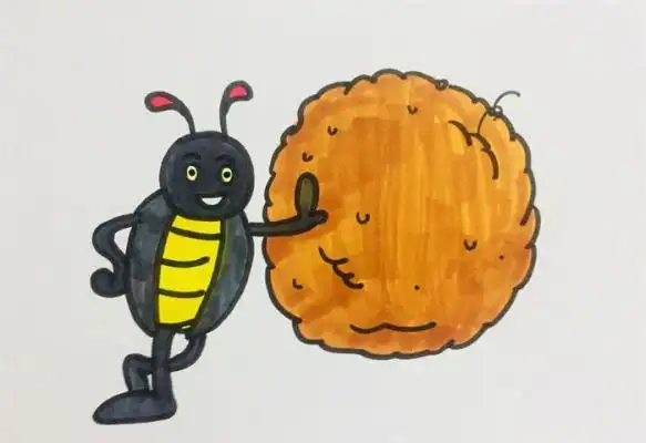 屎壳郎简笔画步骤
