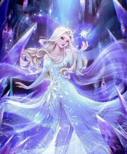 插画风的迪士尼公主,艾莎女王高贵圣洁,花木兰满满中国风